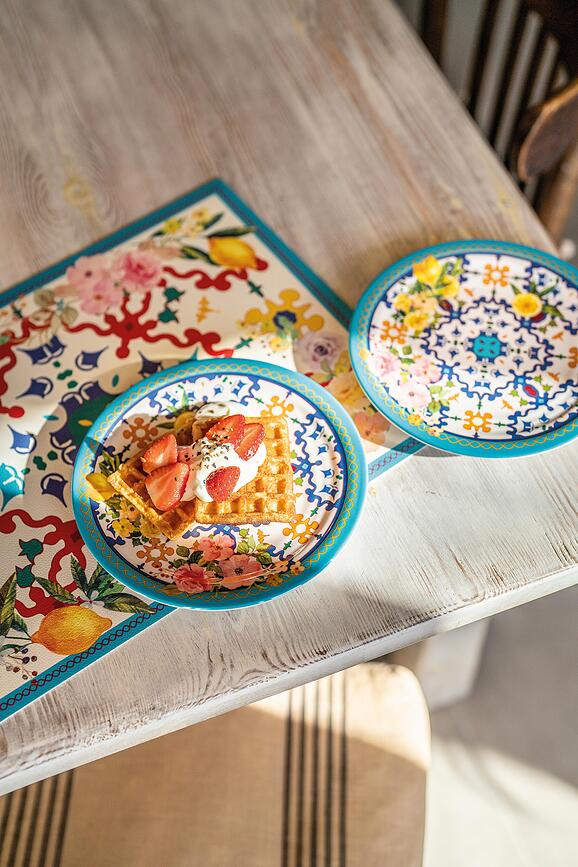 Flowers & Lemon Πιάτο Γλυκού, 21,5 cm, μπλε