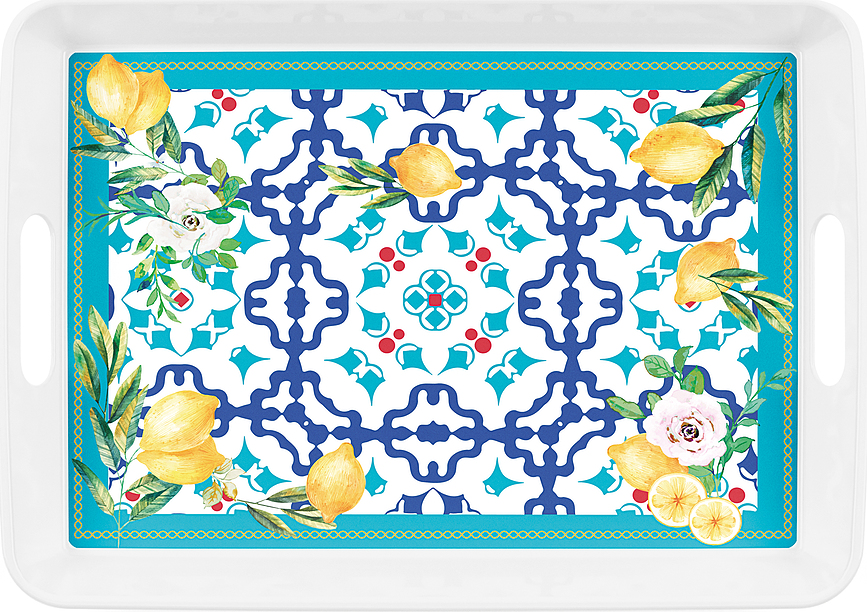 Flowers & Lemon Plateau de service, bleu