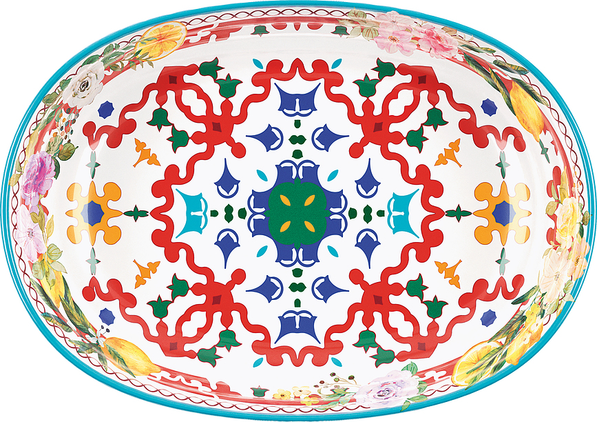 Flowers & Lemon Saladier ovale, 32,5 cm, bleu-rouge