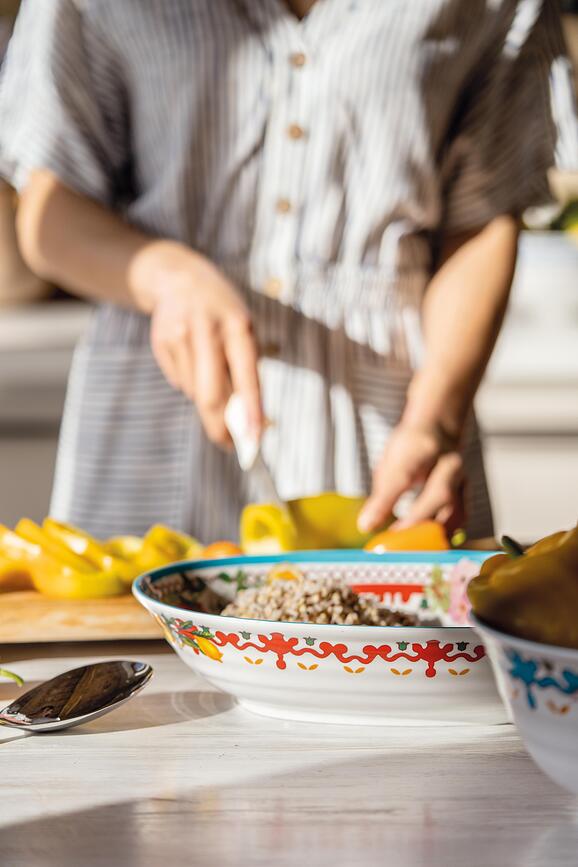 Flowers & Lemon Zdjela ovalna 32,5 cm plavo-crvena
