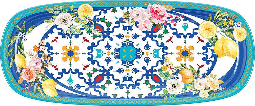 Fuente Flowers & Lemon, 39,5 cm, azul