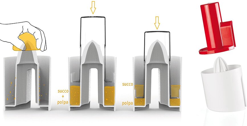 Kitchen Active Design Ožemalnik za citruse s pestom, siv