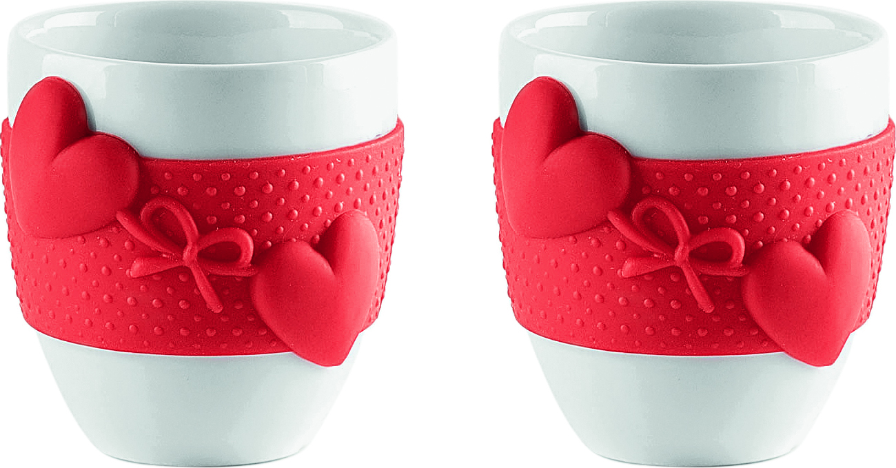 Kubki do espresso Love czerwone 2 szt.
