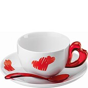 Love Cappuccino-Tassen rot mit Untertassen 2 St.