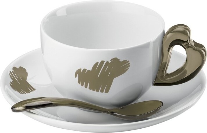Love Cappuccino-Tassen sandfarbig mit Untertassen 2 St.