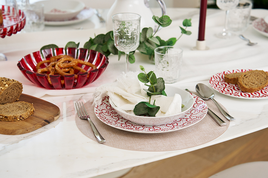 Mantel Individual Fabric, 38 cm, blanco roto, reversible