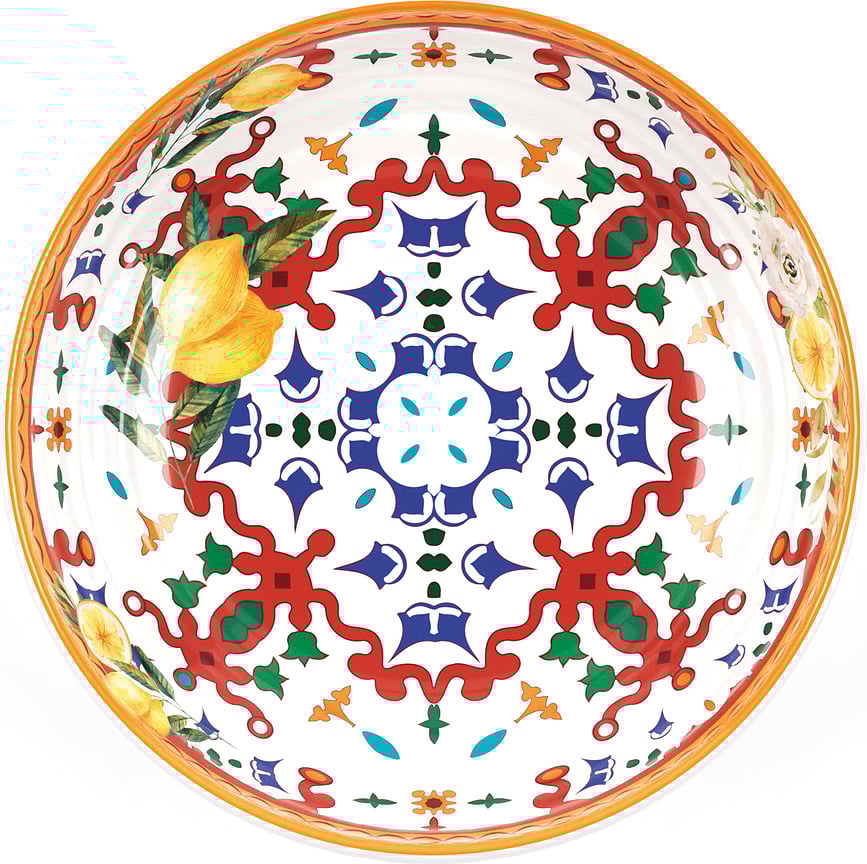 Plato Hondo Flowers & Lemon, 21,5 cm, amarillo y rojo