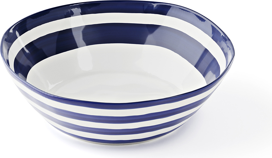 Riviera Bol à rayures, 30 cm, blanc et bleu marine