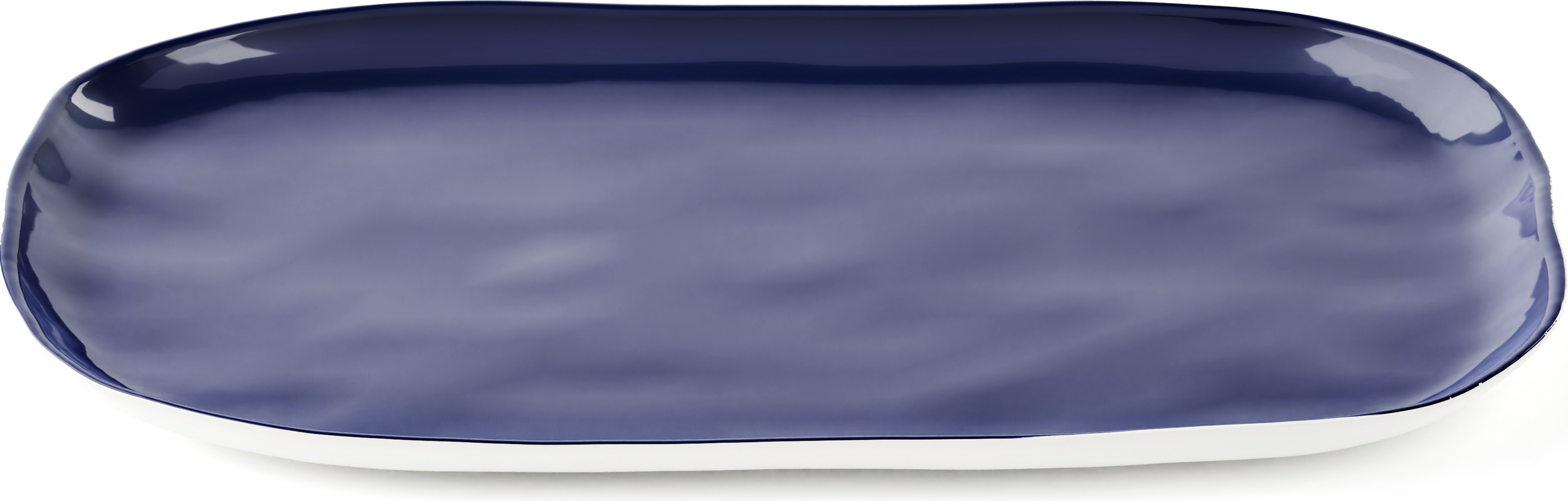 Riviera Serviertablett 26 cm oval weiß-marineblau
