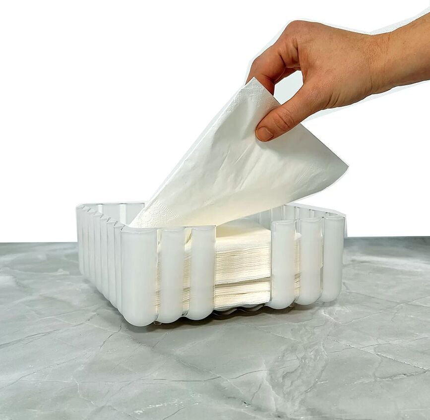 Servilletero de material reciclado Dolcevita, efecto nacarado