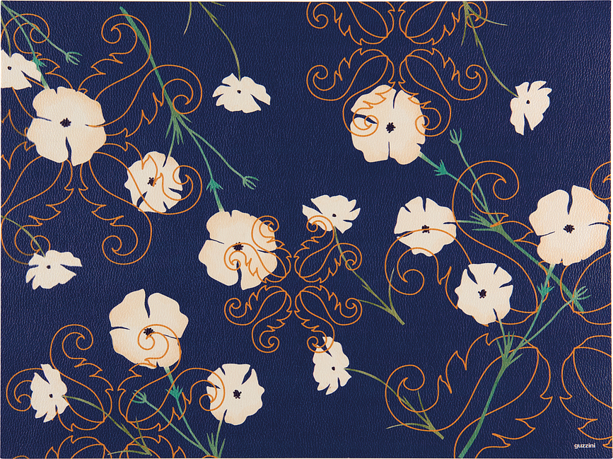 Suport pentru farfurie Fusion cu flori 33 x 44 cm albastru-închis