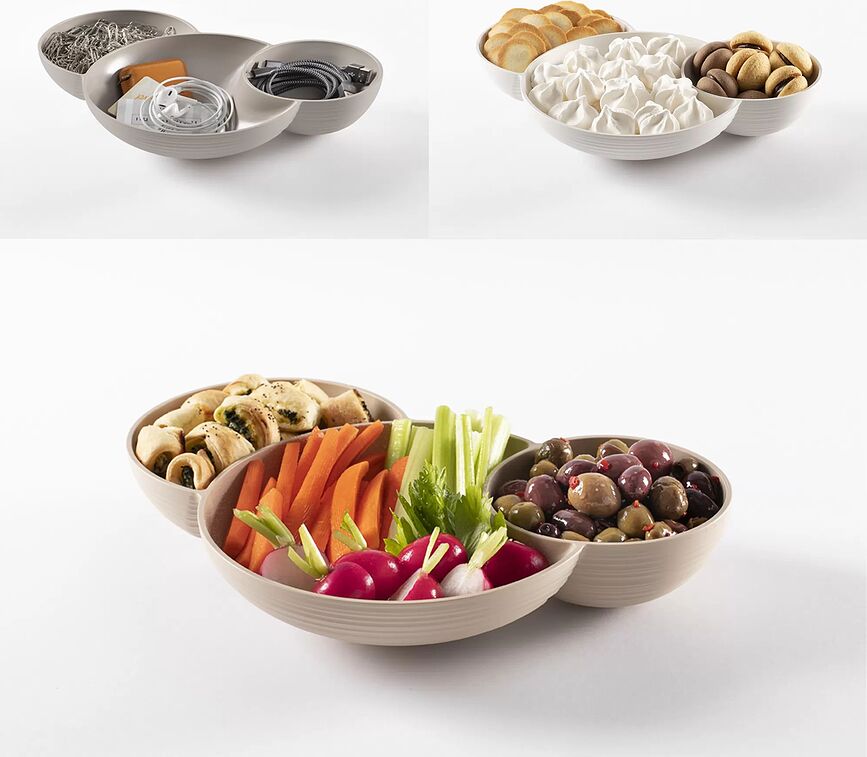 Tierra Bol de Service à triple compartiment, terracotta