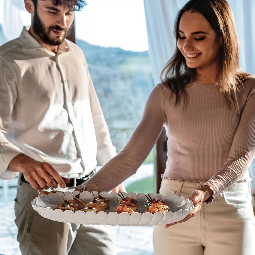 Tiffany Plat De Service, taille L, blanc laiteux