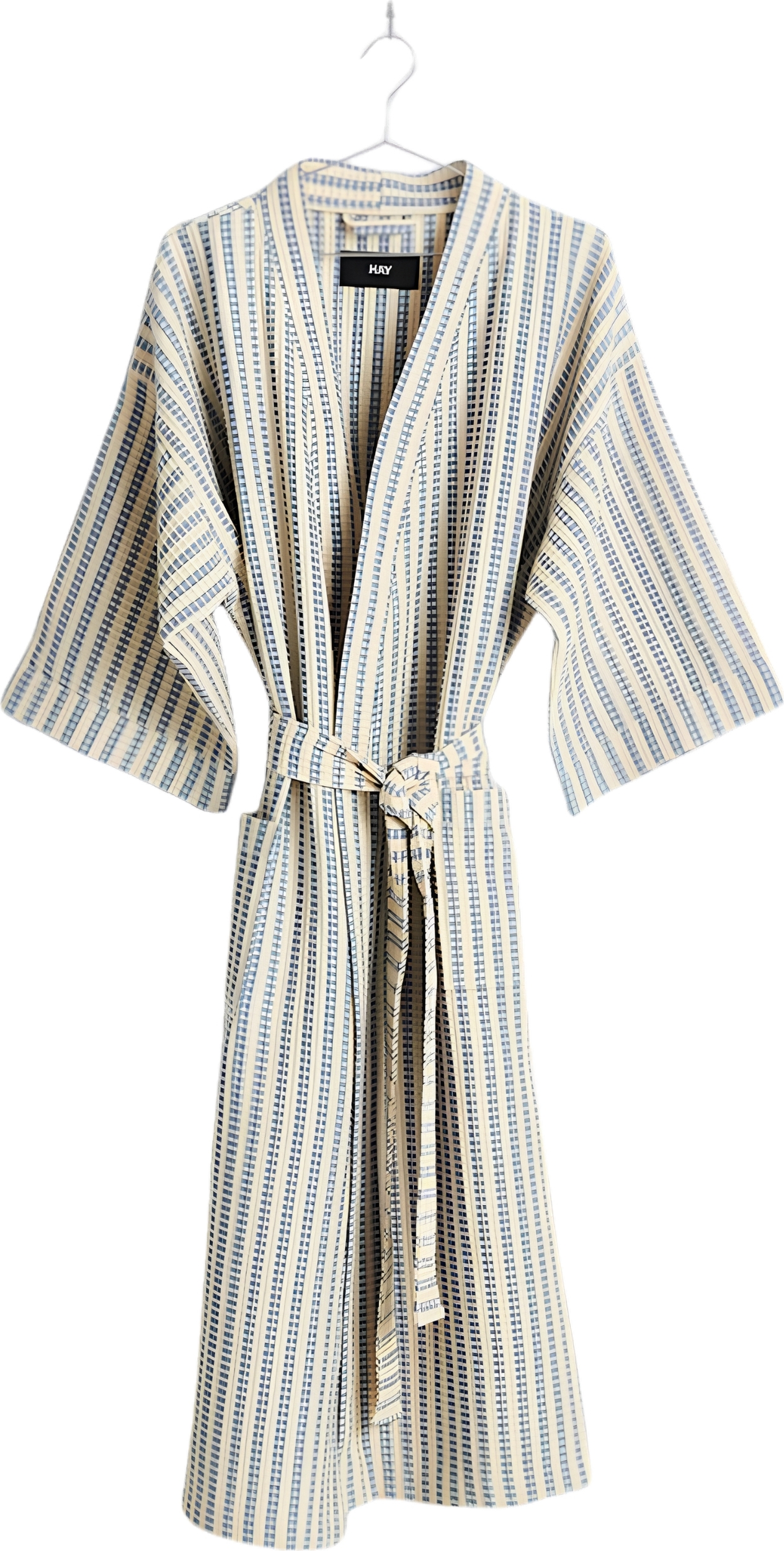 Bademantel Waffle gestreift, Beige