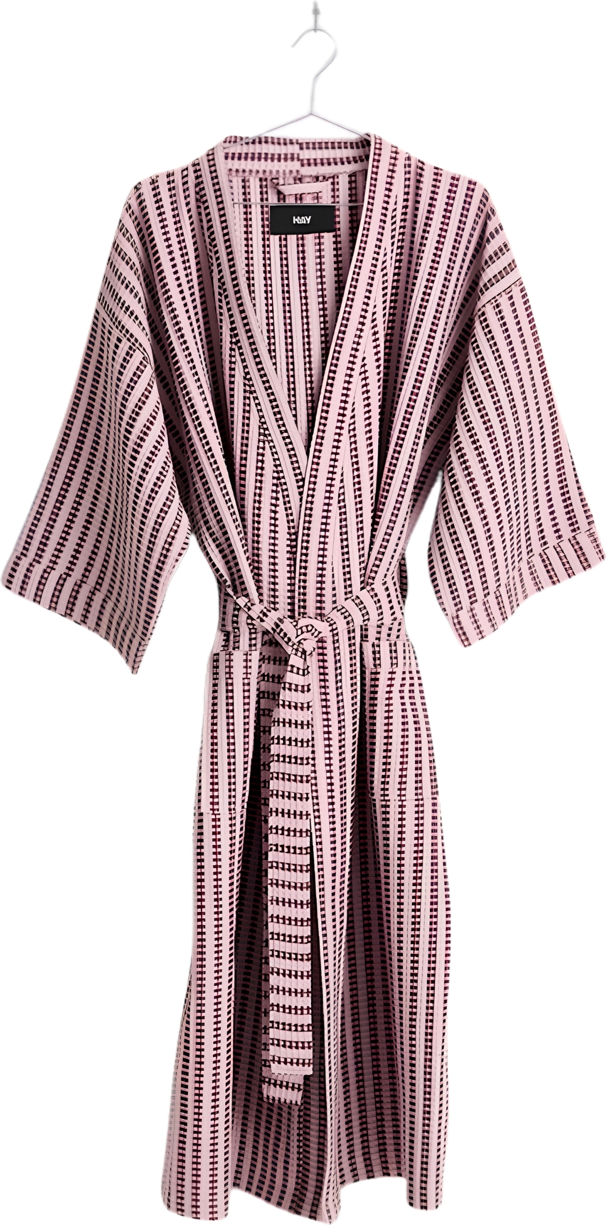 Bademantel Waffle gestreift, Rosa