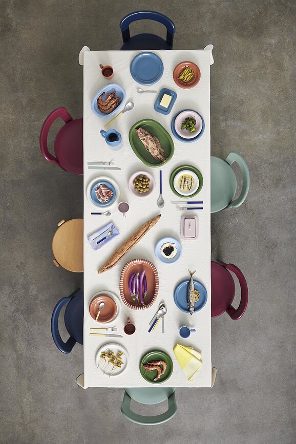 Barro Assiettes plates 24 cm, bleu foncé, Lot de 2