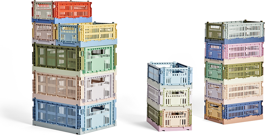 Caja Colour Crate Mix S, amarilla y morada