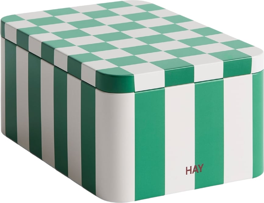 Caja de almacenamiento Tin S, crema y verde