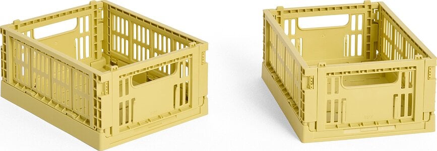Cajas de Almacenamiento Hay Colour Crate Mini, amarillas, Pack de 2 unidades