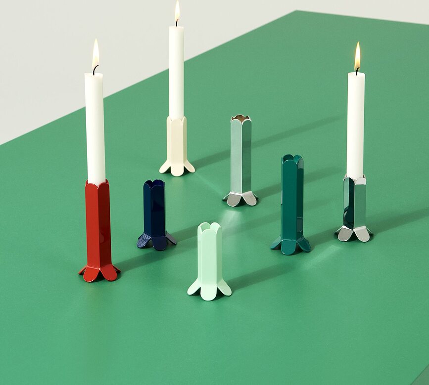 Portavelas para vela clásica Arcs L, rojo