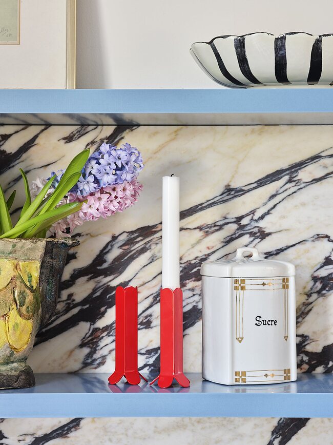 Portavelas para vela clásica Arcs L, rojo