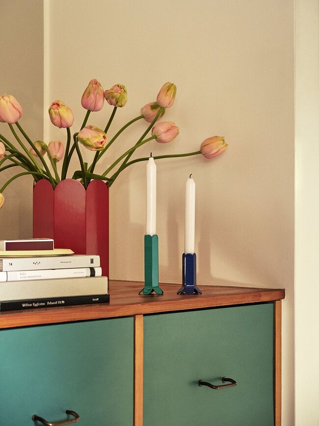 Portavelas para vela clásica Arcs L, rojo