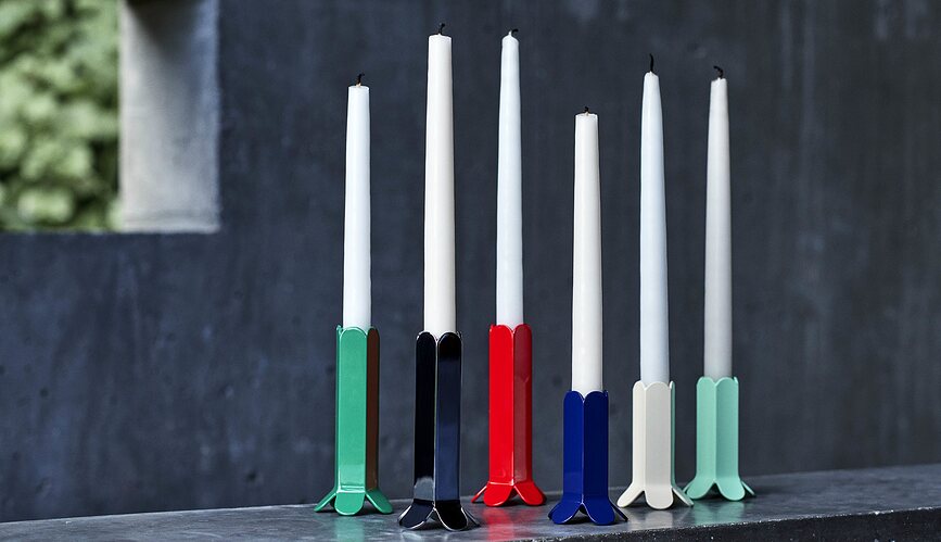 Portavelas para vela clásica Arcs L, rojo