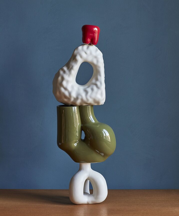 Candelabro W&S Complot para vela clásica, color marfil