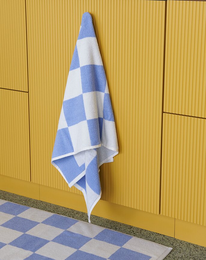 Check Organic Brisača, 70 x 136 cm, modra