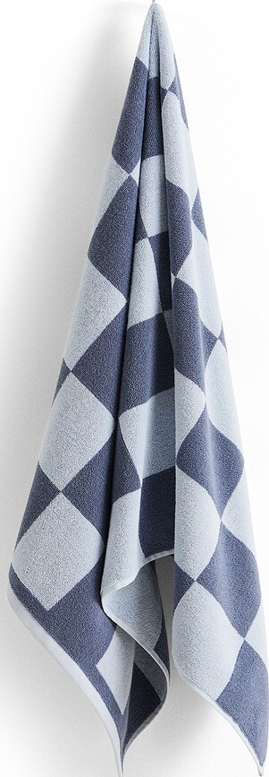 Check Organic Ručnik 70 x 136 cm plavi