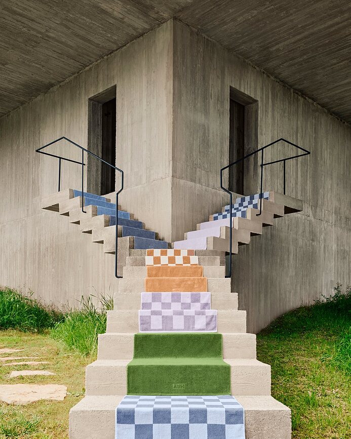 Check Organic Ručnik 70 x 136 cm plavi