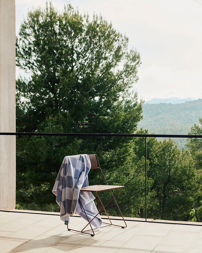 Check Organic Serviette 70 x 136 cm, bleue claire