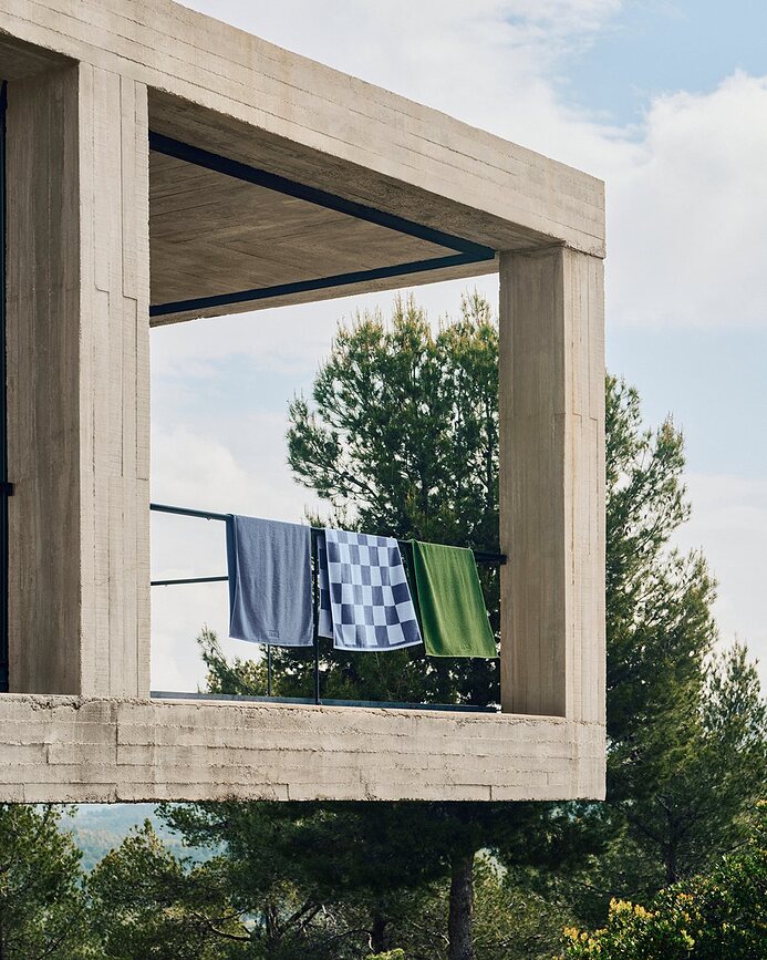 Check Organic Serviette 70 x 136 cm, bleue claire