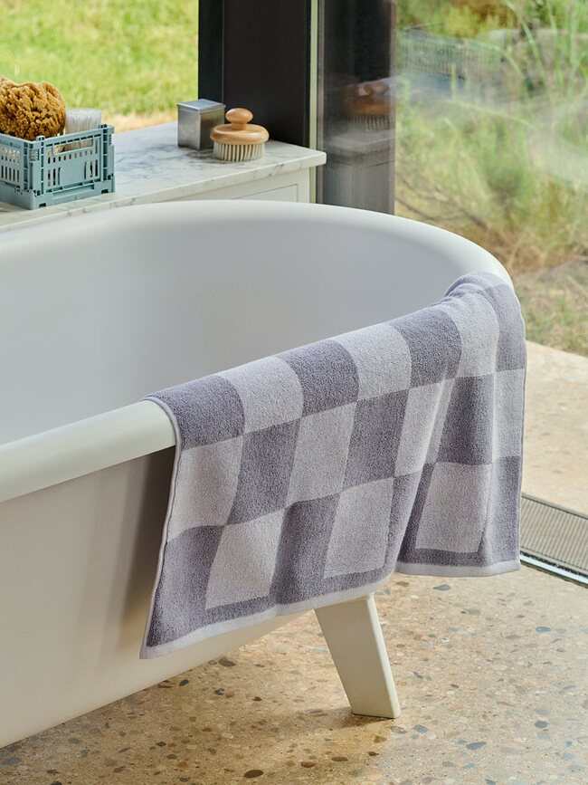 Check Organic Serviette 70 x 136 cm, bleue claire