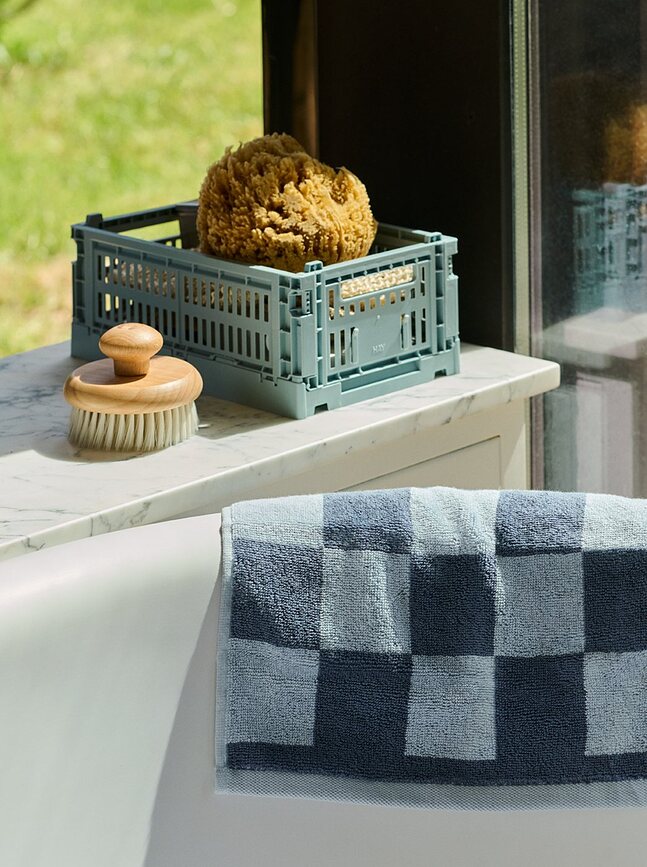 Check Organic Serviette 70 x 136 cm, bleue claire