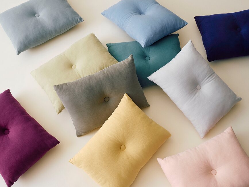 Cojín decorativo Dot Linen, 45 x 60 cm, amarillo claro