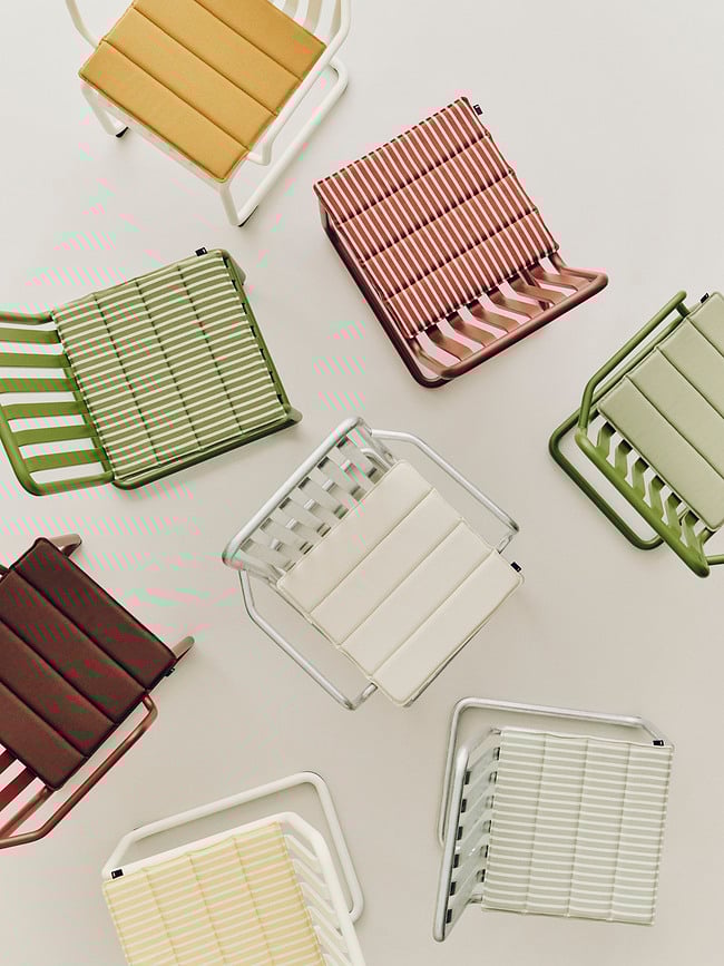 Cojín para silla de jardín Terrazza a rayas 40 x 40 cm, rojo y blanco