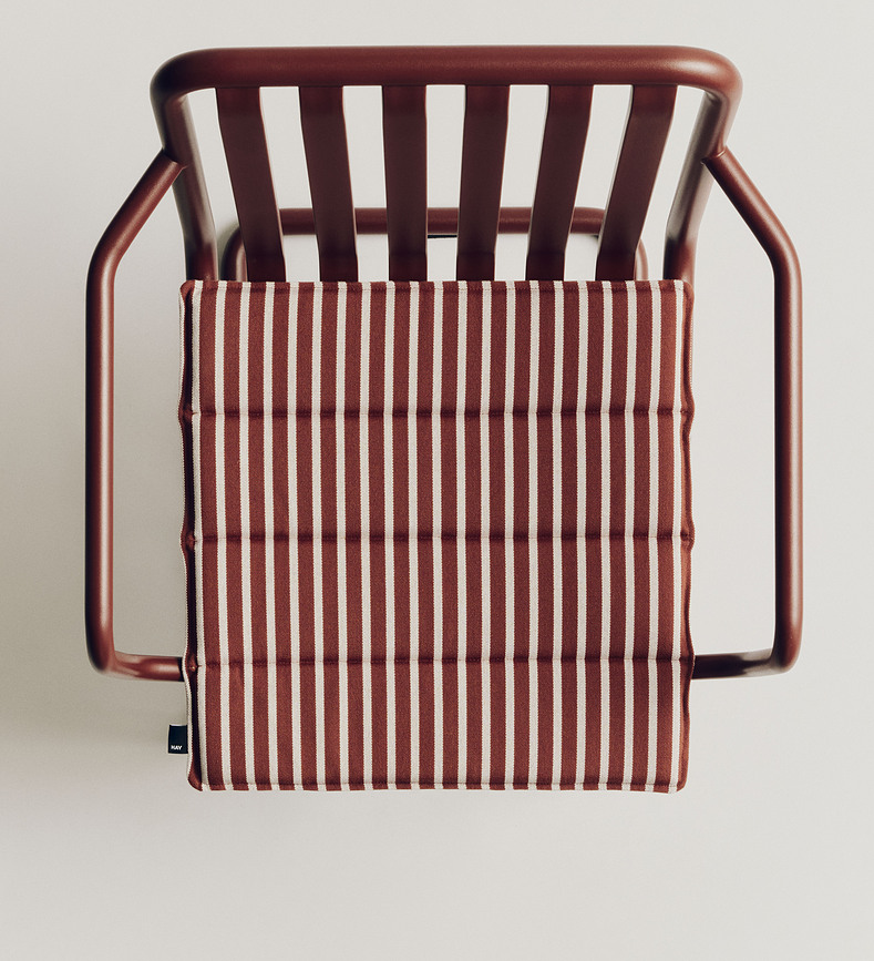 Cojín para silla de jardín Terrazza a rayas 40 x 40 cm, rojo y blanco