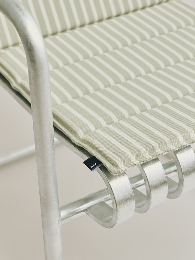 Cojín para silla de jardín Terrazza a rayas 82 x 40 cm, gris y blanco