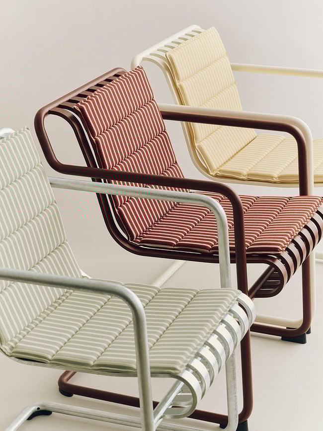 Cojín para silla de jardín Terrazza a rayas 82 x 40 cm, gris y blanco