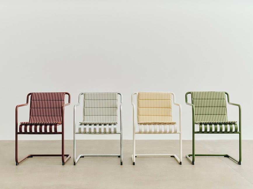 Cojín para silla de jardín Terrazza a rayas 82 x 40 cm, gris y blanco