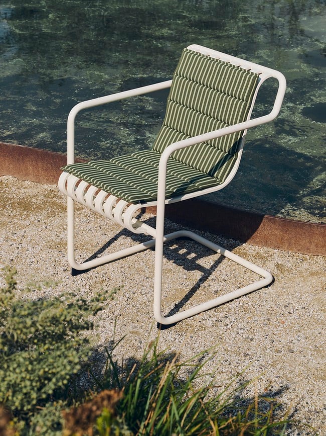 Cojín para silla de jardín Terrazza a rayas 82 x 40 cm, gris y blanco