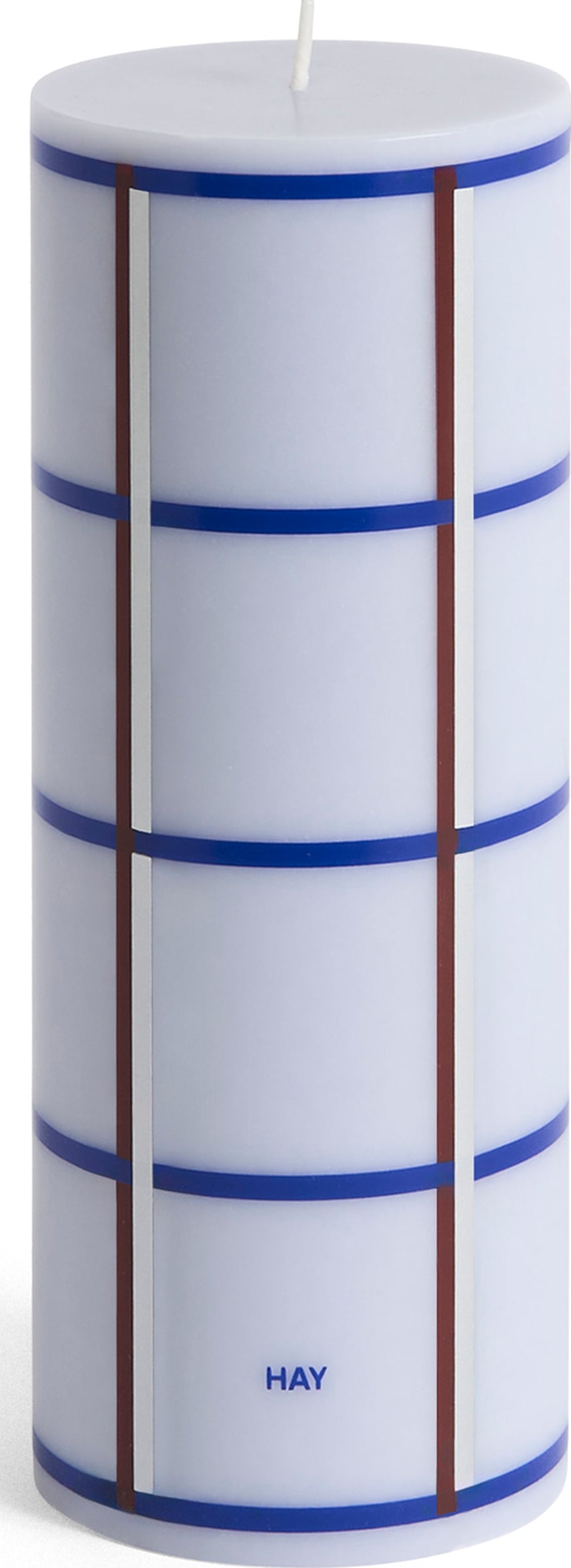 Column Kerze 20 cm hellblau-bordeaux-silber