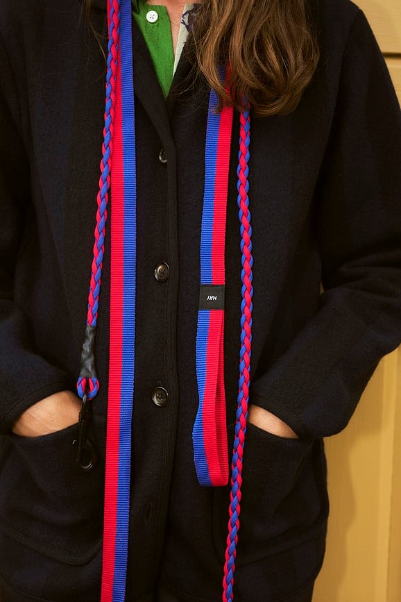 Correa trenzada Hay Braided, negra y azul, con mosquetón