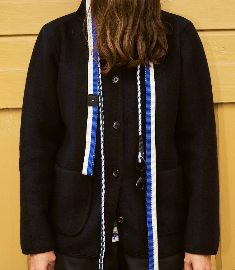 Correa trenzada Hay Braided, negra y azul, con mosquetón