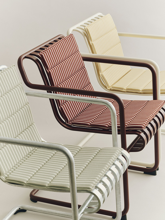 Coussin pour chaise de jardin Terrazza à rayures 82 x 40 cm, gris et blanc