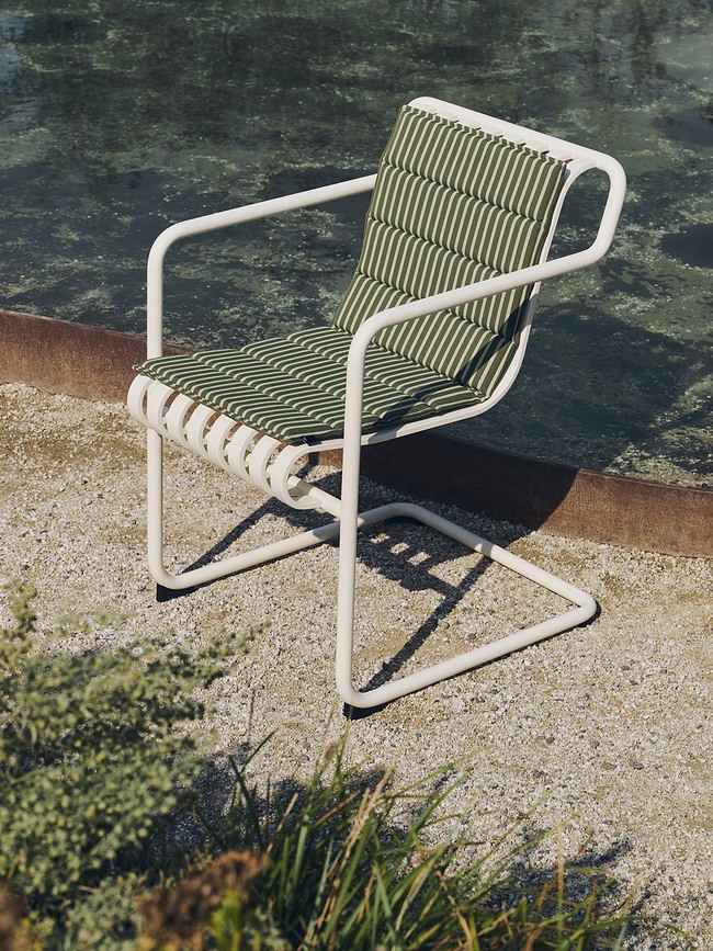 Coussin pour chaise de jardin Terrazza à rayures 82 x 40 cm, gris et blanc