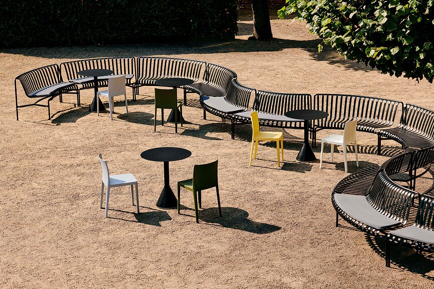 Coussins pour bancs de parc Palissade 121,5 x 43,5 cm, gris, intérieurs, lot de 2