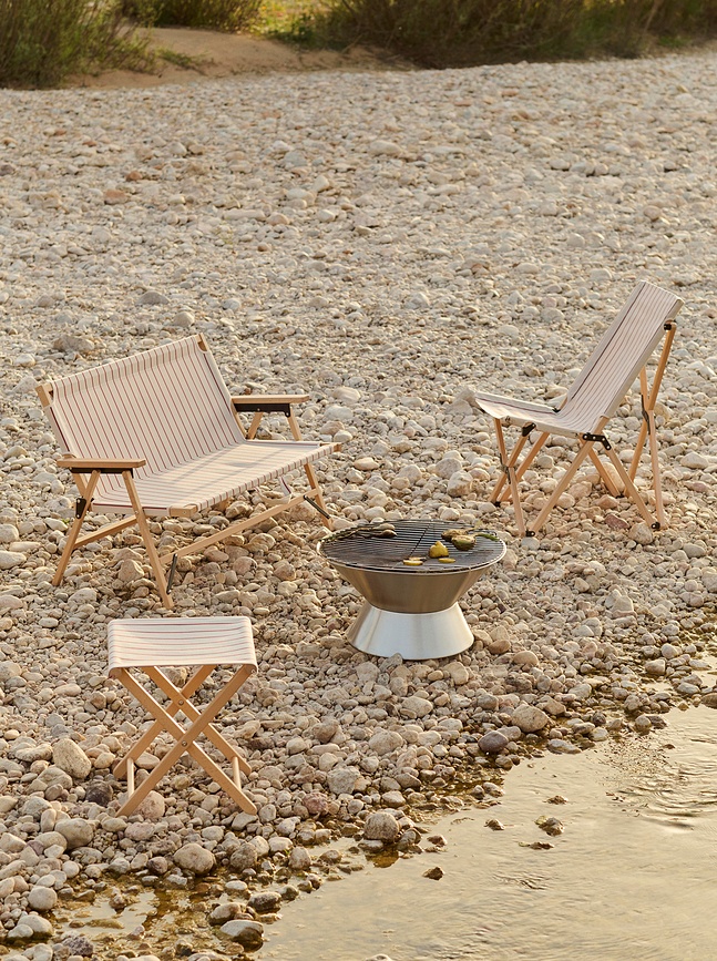 Cuscino per divano da giardino Outdoor Market a righe 107 x 81 cm, beige