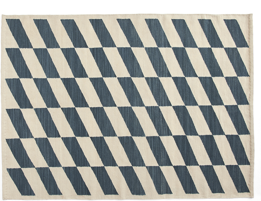 Dywan Shift Kelim 140 x 200 cm niebiesko-beżowy